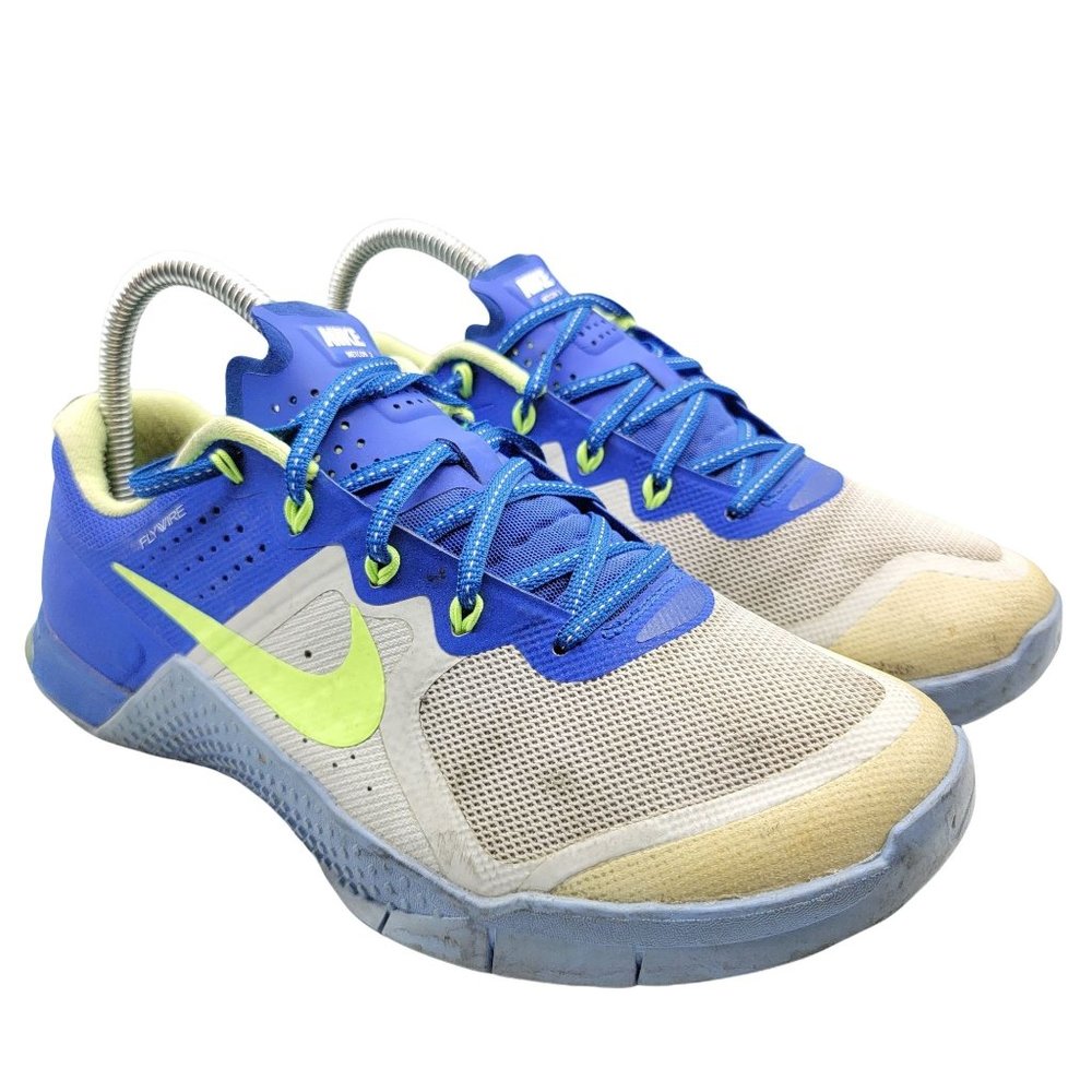 Nike Metcon 2 FlyKnit Womens 8.5 Blue Shoes Running Cross Training 821913-003